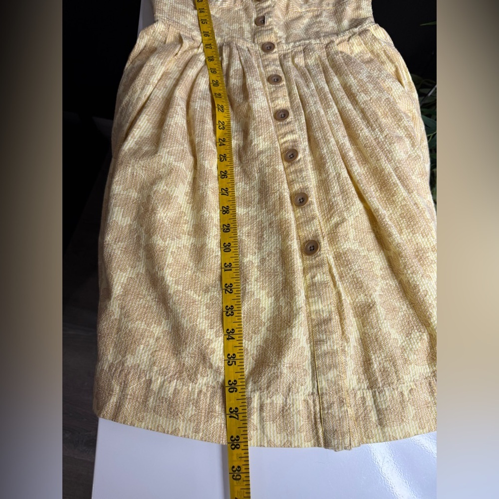 Maeve by Anthropologie Cotton Yellow Seersucker Button-Front Cafe Dress Sz 6 - Picture 10 of 13